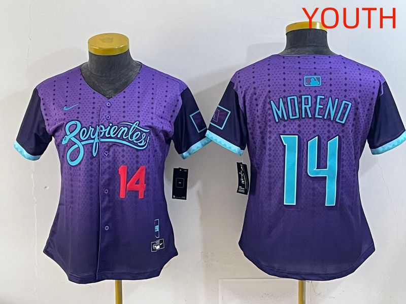 Youth 2025 Arizona Diamondback 14 Moreno Purple Joint Name Nike MLB Jersey style 5